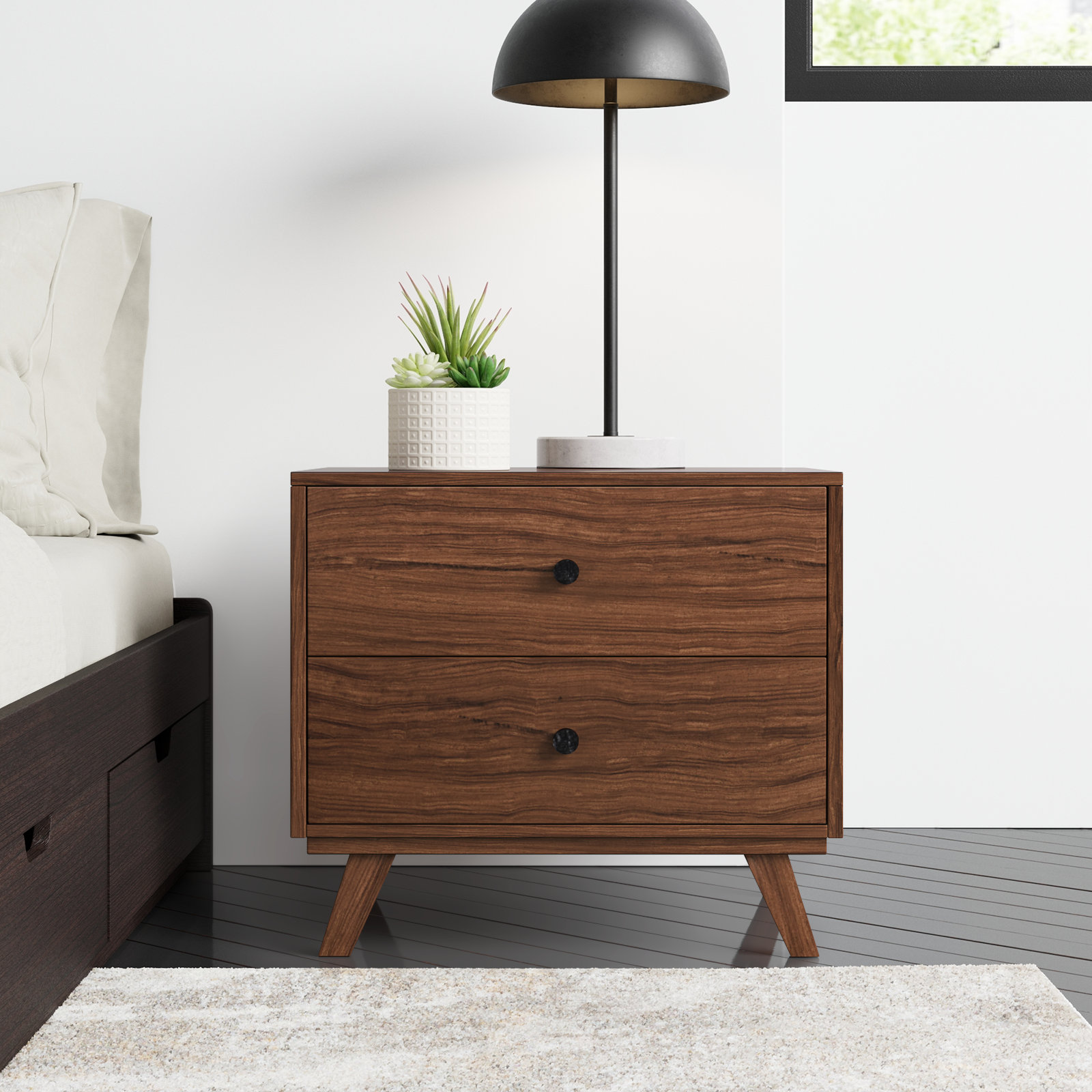 Wade Logan Anastice Drawer Solid Wood Nightstand In Walnut